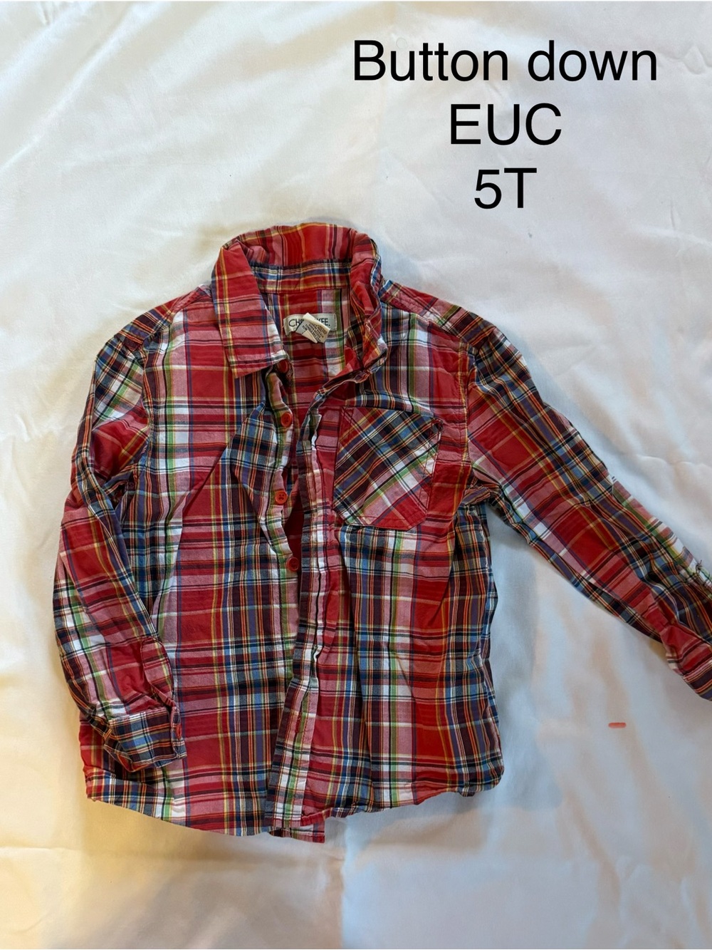 Red Plaid Button-Down Shirt for Kids - 5T